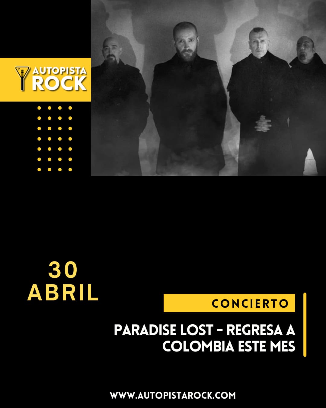 Paradise Lost regresa a Colombia en vivo este mes 